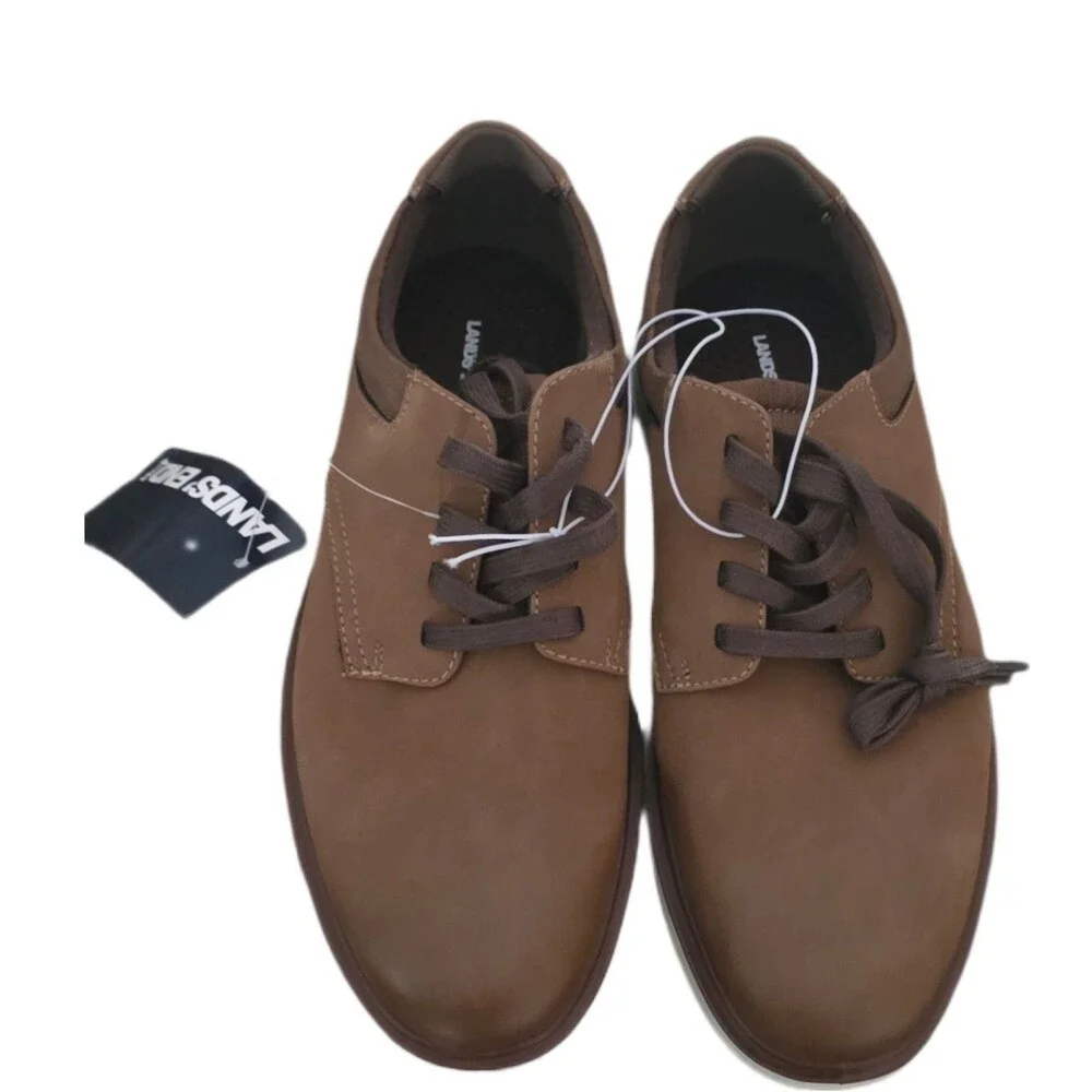 Mens Shoes Lands' End Sport Oxford Dark Tan and White Sz 8